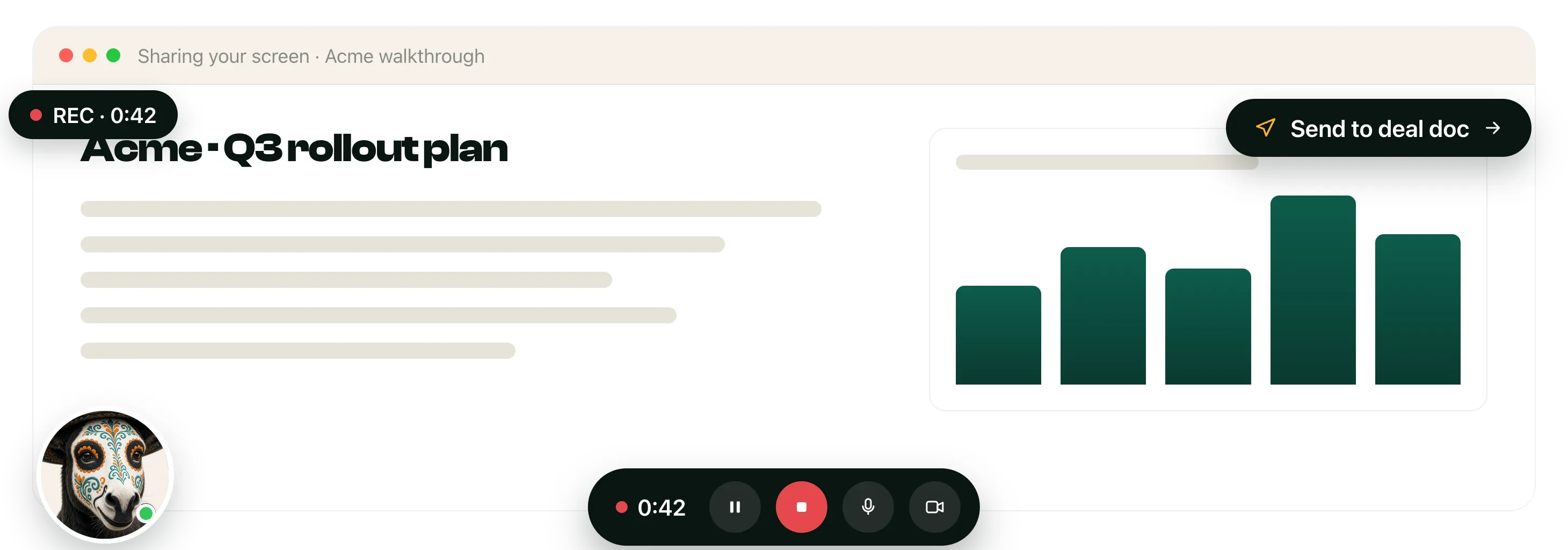 Recorded video walkthrough sent to the deal doc