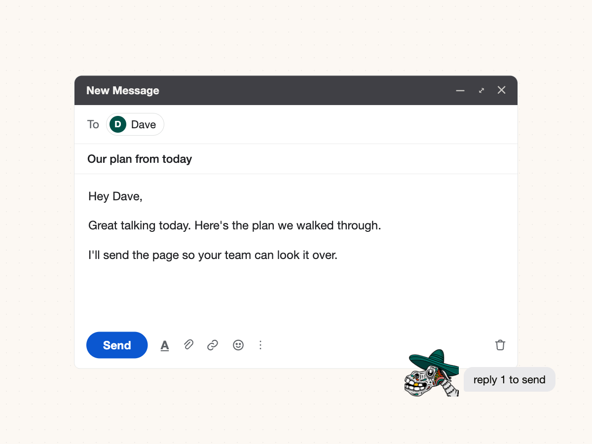 A follow-up email drafted by DistributeOS, ready to send